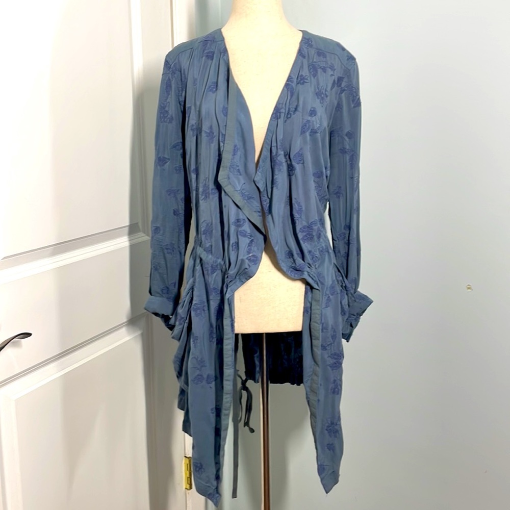 Anthropologie Hei Hei Blue Melita Draped Floral Jacket Duster size XS - Picture 3 of 7